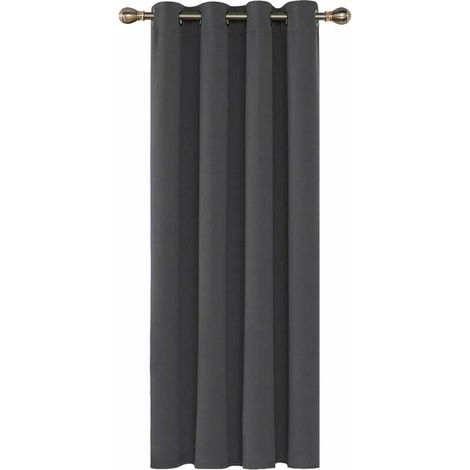 Wärmeisolierende Verdunkelungsvorhänge, Kälteschutz, 140 x 245 cm (Breite x Höhe), Vorhänge für Wohn- und Schlafzimmer, modernes Ösen-Design, Dunkelgrau, 1 Stück