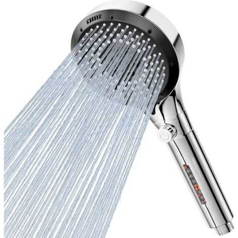 Cabezal de ducha antical, cabezal de ducha de 6 chorros, cabezal de ducha de alta presión, cabezal de ducha universal, fácil instalación (plata/cromo) (1/4)