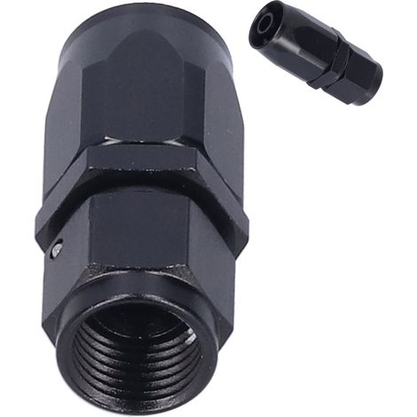 Conector de combustible AN6 6AN AN-6, adaptador de extremo de manguera de aceite/gasolina de aluminio, recto y giratorio, negro.