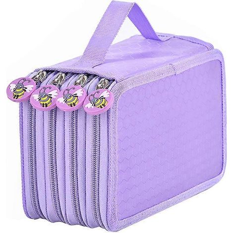 Étui à stylos coloré avec compartiments, 72 emplacements, grand format, pour stylos gel aquarelle (violet)