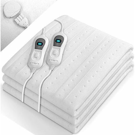LOST Double Electric Heated Mattress Topper 160x140cm with Automatic Shut-Off Thermal Blanket - 2 Temperature Zones Adjustable Mattress Warmer at 3 Temperature Levels (1/5)