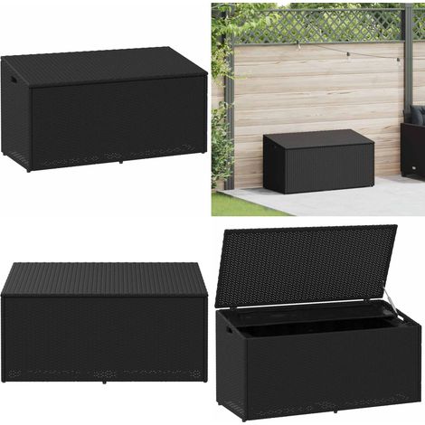 Caja de almacenamiento para jardín, color negro, 110 x 50 x 58 cm, ratán sintético - Almacenamiento exterior - Cojines de jardín