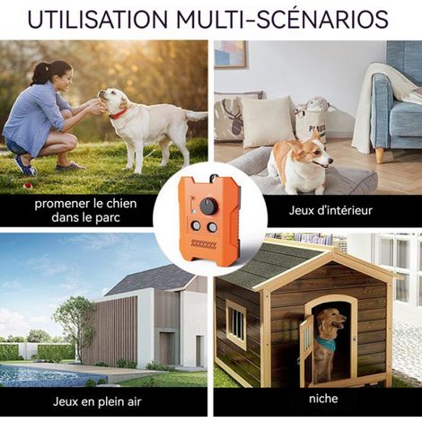 Dispositif Anti Aboiement - Ultrasons 15-30 kHz - 3 Modes Réglables - Étanche IPX4 - Autonomie 30-45 Jours - 11 x 8,5 x 4 cm - 140 g (1/4)