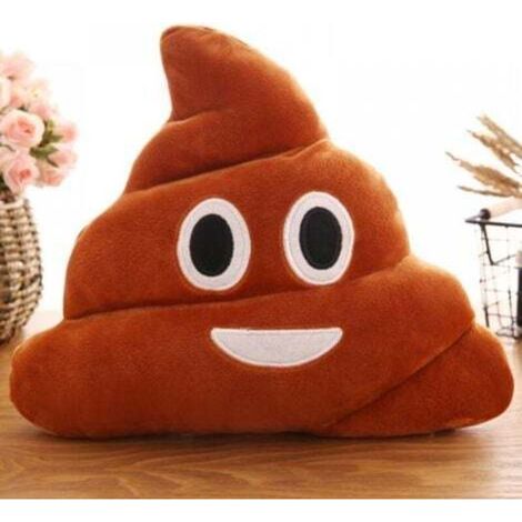 Coussin en peluche Emoji, Smiley, 35 cm, marron, mignon, drôle, cadeau amusant pour amis, étudiants, enfants (1/4)