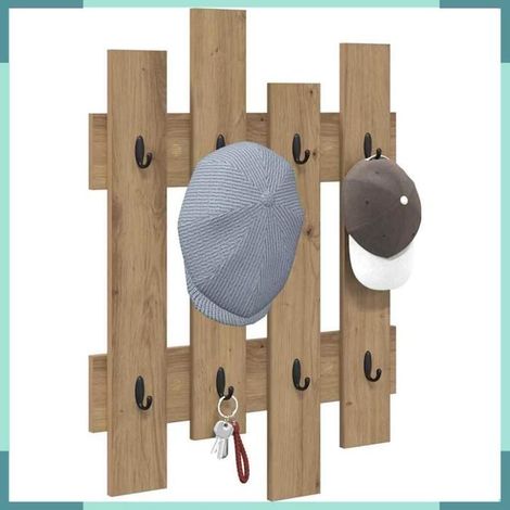 874482 Porte-manteau mural Chêne artisanal 60 x 3 x 82 cm (1/5)