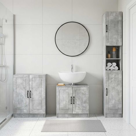 vidaXL 3 Piece Bathroom Cabinet Set UTRECHT Concrete Grey (1/5)