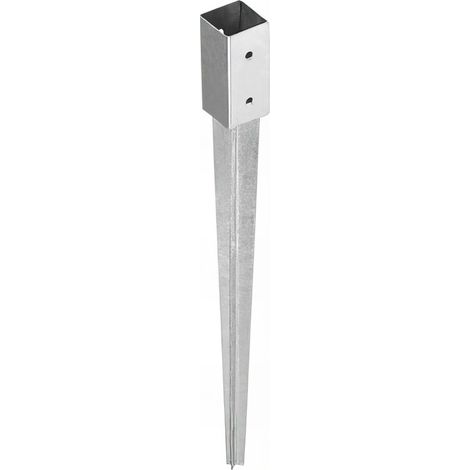 Pied de poteau de jardin carré zingué à enfoncer - 46 x 550 x 1,5 mm
