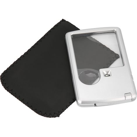 Credit Card Magnifier with LED Light Pocket Square Magnifier 3X 6X Lens with Leather Case