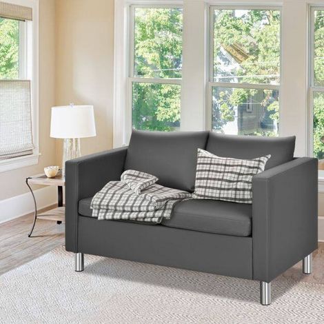 Canapé tub d'accent 2 places en cuir PU avec coussins (1/5)