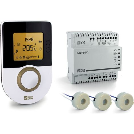 Delta Dore – Thermostat connecté CALYBOX 1020 blanc – Gestion de chauffage électrique – Commande à distance par assistant vocal – Délesteur intégré (1/4)
