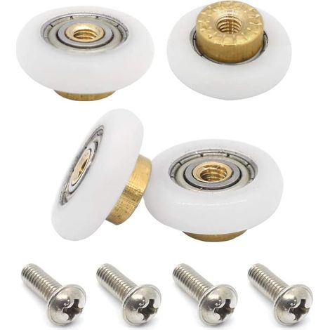 Lot de 4 roulettes de rechange pour portes de douche coulissantes avec vis M4, diamètre 27 mm (1/5)