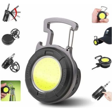 Mini LED Lampe de Poche COB Lampe de Travail Portable Petites Porte-clés Lampes de Poche étanches Baladeuse Led Rechargeable Ouvre-bouteille pour Camping Éclairage d'urgence Atelier (1/5)