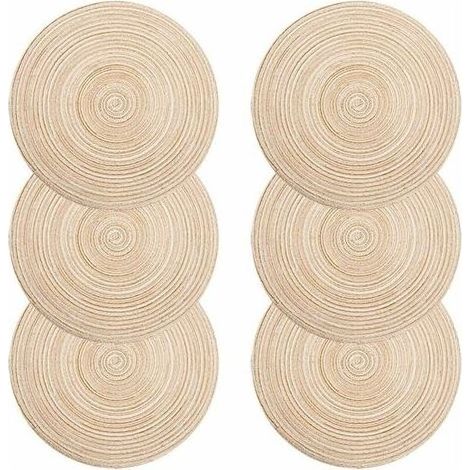 Set mit 30 runden Platzsets, 35 cm Durchmesser – Waschbares, geflochtenes Polypropylen – Hitzebeständig bis 70 °C – Rutschfest, elfenbeinfarben (1/5)