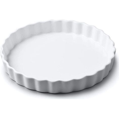 Plat en céramique compatible micro-ondes, plateau de 25 cm d'épaisseur, blanc (1/5)