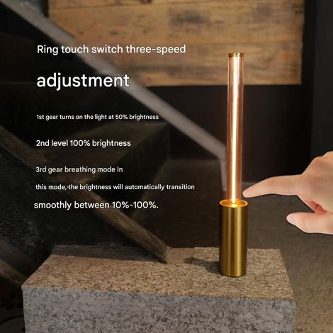 Veilleuse portable compacte, rechargeable par USB, 3 modes, dorée, lampe de table sans fil, commande tactile (1/5)
