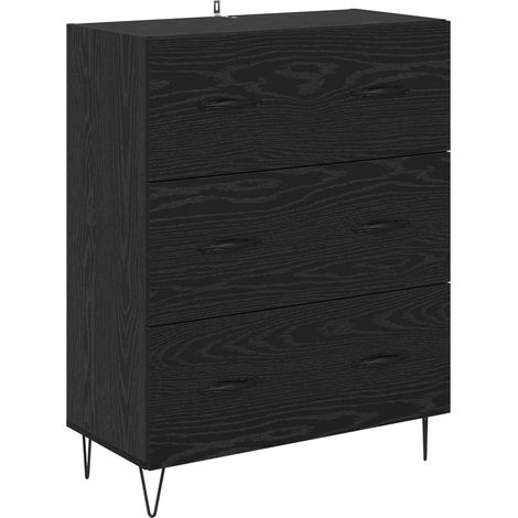 Maison La Vie - Buffet Salon Moderne - Meuble de rangement - Chêne noir 69,5 x 34 x 90 cm Bois d'ingénierie et fer bu3862