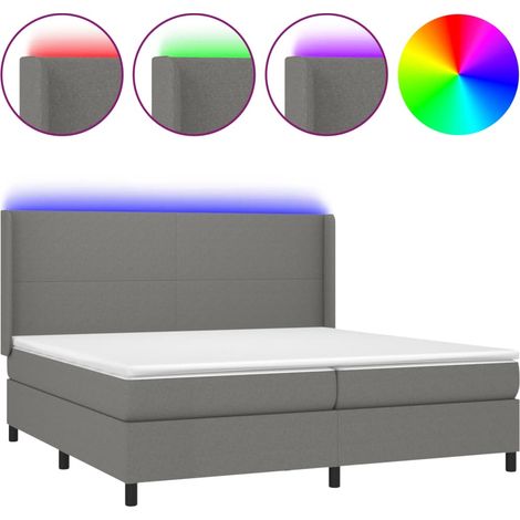 Maison Exclusive - Boxspringbett mit Matratze & LED Dunkelgrau 20