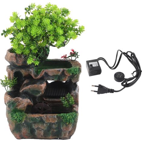 Fontaine de Table en Résine avec Cascade et Rocher Simulé, Décoration Écologique pour Intérieur EU AC220‑240V (1/5)