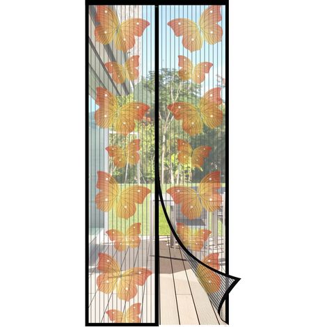 Moustiquaire Porte Anti-Mouche Sécurité Aimants Puissants 90x210 cm Sans Perçage Balcon Translucide Anti-déchirure Hydrofuge Bande auto-agrippante 4cm Non Rétrécissable Noir (1/5)
