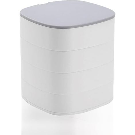 Jewelry Box, Rotating Jewelry Box, Jewelry Box with Mirror, White Travel Jewelry Box, Small Rotating Jewelry Storage Box, for Necklace Bracelet Ring Earrings Anniversary (White (1/5)