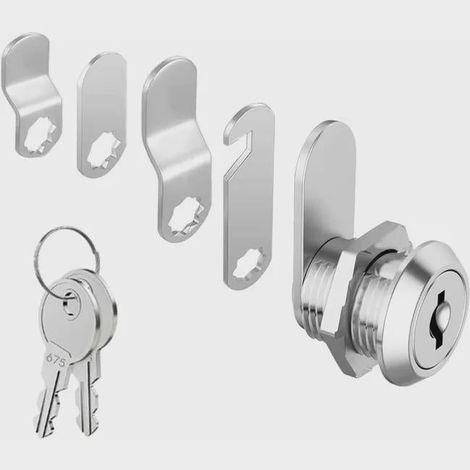 Cylindre 16 mm Serrure de Sécurité pour Boîte Aux Lettres avec 5 Plaques de Serrure Différentes et 2 Clés, Serrure de Came D'armoire, Casier (1/5)
