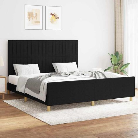 Cadre de lit sans matelas noir 160x200 cm tissu (1/5)