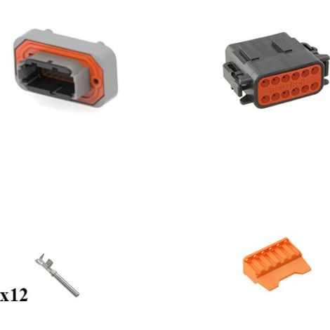 Kit Connecteur DTM13 series femelle 12 Voies PCB Noir