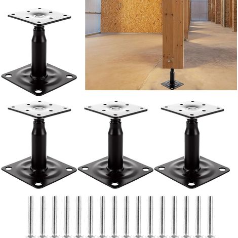 Support Poteau Pergola, 4pcs Pied de Poteau Réglable 150-190 mm en Acier Galvanisé pour Clôtures, Abris, Carports, Pergolas et Travaux de Construction (1/5)