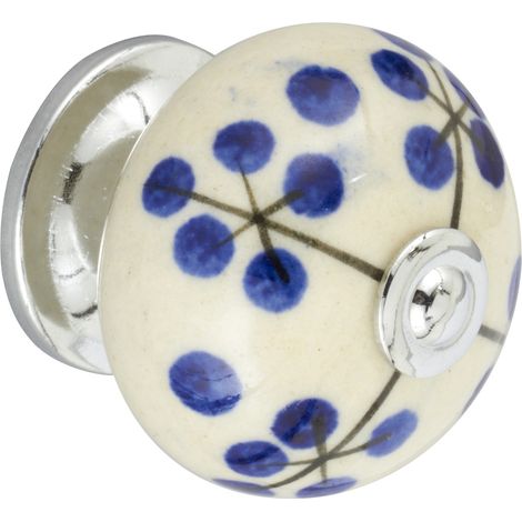 Bouton en porcelaine bleue, dimensions: 40x40x38mm Ø: 40 mm - talla