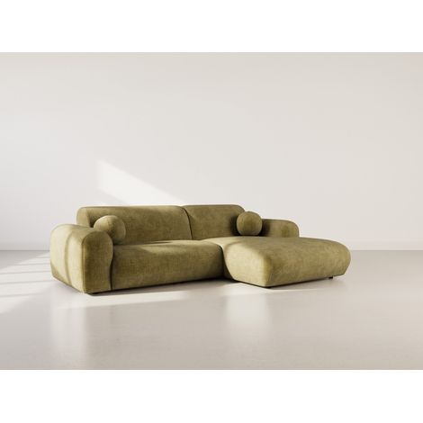 Lisa Design – Canapé d'angle droit 4 places en velours texturé – Méridienne spacieuse 135 cm – Confort mousse haute densité – Style contemporain