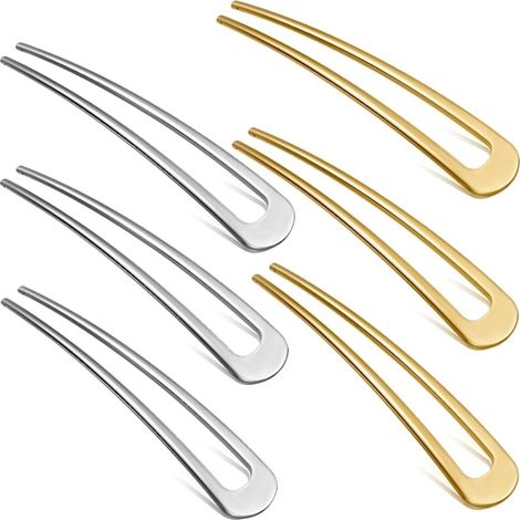 Lot de 6 épingles à cheveux simples en métal en forme de U (1/5)
