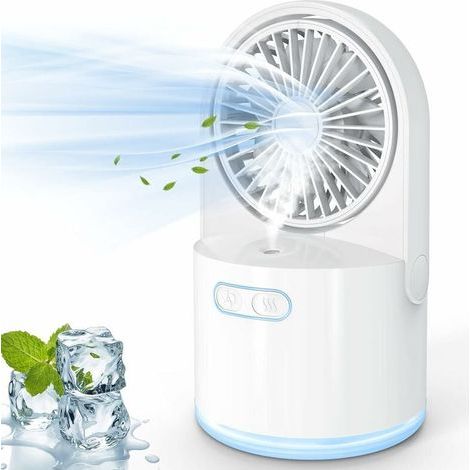 Mini Ventilateur Brumisateur Silencieux, Rechargeable USB Ventilateur Portable, Ventilateur Bureau Convient Pour à Coucher Bureau Exterieur Indoor (1/4)
