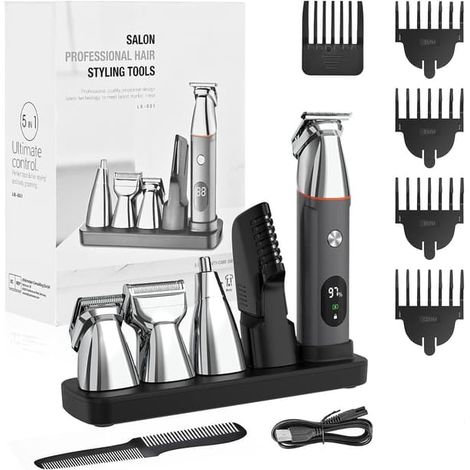 Tondeuse à cheveux et à barbe professionnelle 5 en 1 Argent (1/5)