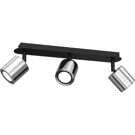 Barra spot Demia Luminex nero/argento 3xGU10 orientabili