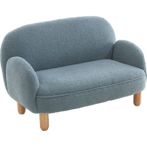 Canapé pour enfants Rocky - 89x54x45cm - tissu bouclé bleu (1/5)