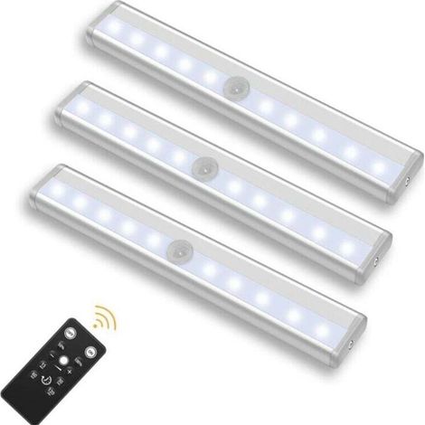 Lampe LED sans Fil 3 Packs avec Télécommande - Pour Chambres, Armoires, Vitrines, Aucun Câblage Requis(lumière blanche) (1/4)