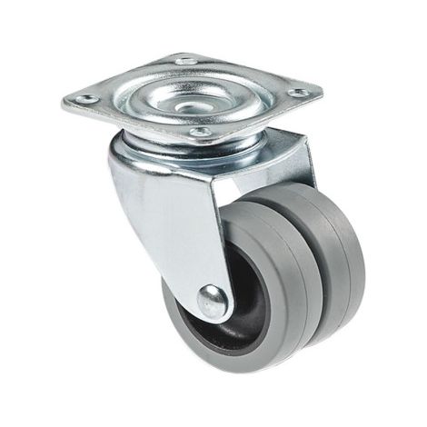 Rueda doble de polipropileno con placa de 60 mm y diámetro de 50 mm para pesos de hasta 70 kg 09403405