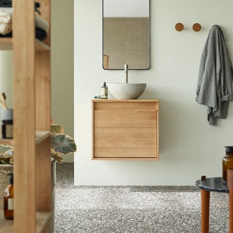 Tikamoon Néo Meuble Salle De Bain en hévéa H 54 cm × L 60 cm × P 40 cm (1/5)