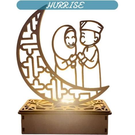 Veilleuse Led - Bois Naturel - Pour Decoration Ramadan Aïd - 15 X 6 X 19 Cm - Alimentation Piles AA - 1 Piece (1/5)