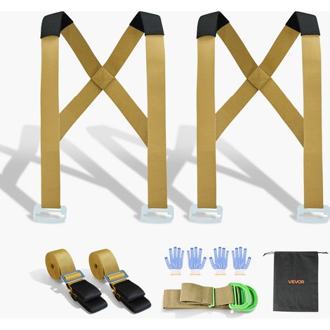 VEVOR Moving Straps, 2-Person Lifting and Moving System with 2 Harness Straps, 2 Load-bearing Straps & 1 Handheld Strap, Adjustable Lifting Shoulder Straps Move Furniture Appliances Mattresses