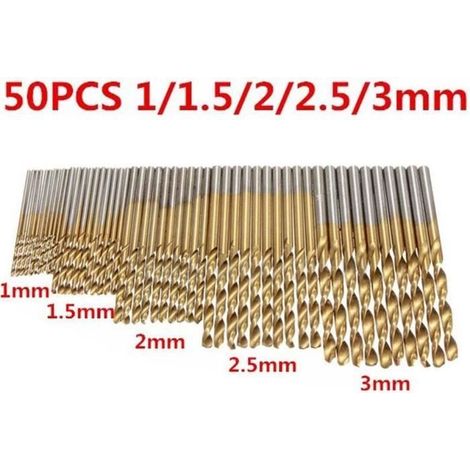 50pcs l\'acier enduit de ssc titane haute vitesse outil 1 / 1.5/2/2.5/3mm perceuse ensemble (1/4)