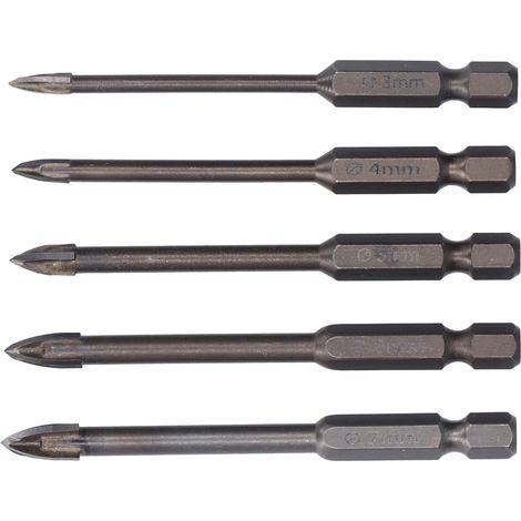 Lot de 5 forets hexagonaux en carbure multifonctionnels pour béton, ouvre-trou pour céramique, granit (1/5)