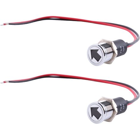 2 pièces 14mm LED indicateur en métal tableau de bord clignotant lampe pour vélo bateau lumière verte (1/5)