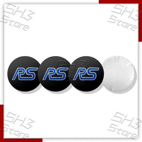 (B) - Lot de 4 enjoliveurs centraux de roue en aluminium de 56 mm avec logo RS, compatibles avec les modèles Focus, Fiesta, Ecosport, Edge et Mondeo. (1/5)