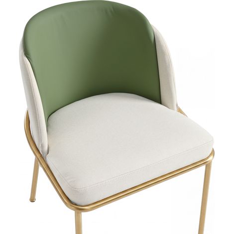 Chaise de salle à manger moderne verte avec pieds obliques en fer et pieds réglables (1/5)
