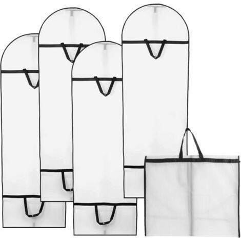 4PCS Housse de Protection Pliable 180 60cm, Housses de Vêtements Respirante Anti Poussière pour Longue Robe de Soirée Mariée Costumes(Blanc) (1/5)