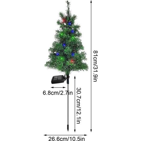 6 pièces lumière solaire d'arbre de noël, multicolore, décoration extérieure de jardin, LED étanche, pour cour et terrasse (1/5)