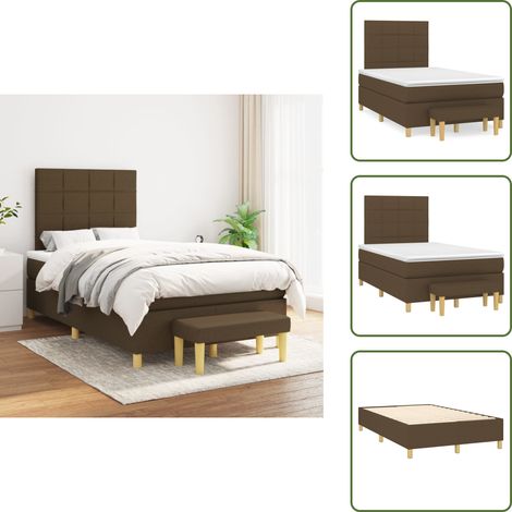 Cama con cabecero ajustable - vidaXL Cama box spring con colchón tela marrón oscuro 120x200 cm - Colchón ensacado