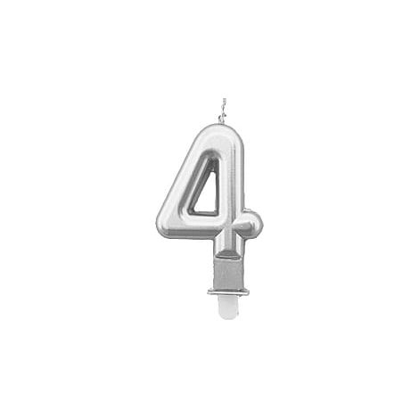 Vela plateada número "4"