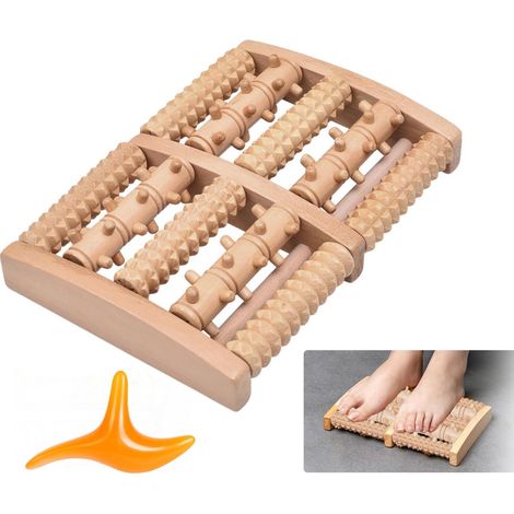 Filiyano – Masseur de pieds - Rouleau de massage manuel en bois pour la fasciite plantaire - 27 x 18,5 x 4 cm (1/5)